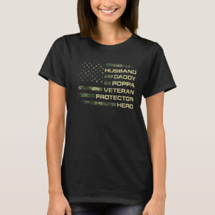 T-shirt Hommes Mari du drapeau américain Daddy Poppa Vétér