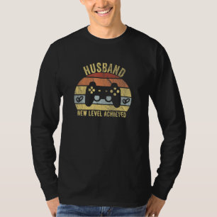 T-shirt Hommes Mari Nouveau Niveau Atteint Jeux De Salle