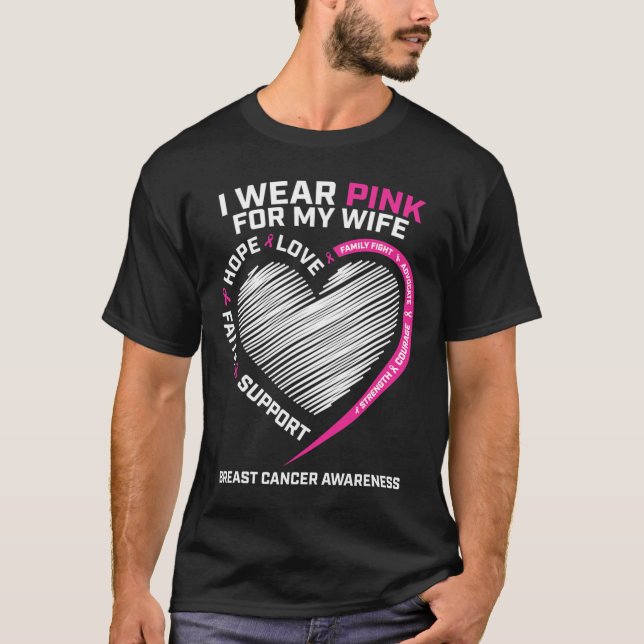 T-shirt Hommes Maris Je Porte Du Rose Pour Ma Femme Cancer (Devant)