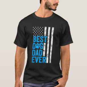 T-shirt Hommes Meilleur Chien Papa Jamais Drapeau Américai