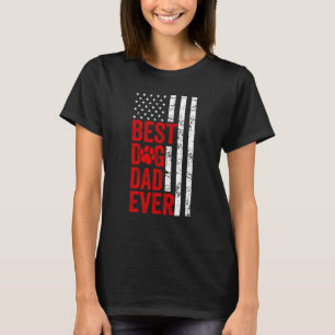 T-shirt Hommes Meilleur Chien Papa Jamais Drapeau Américai