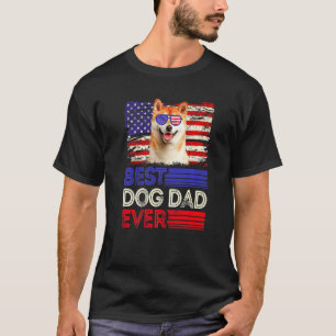 T-shirt Hommes Meilleur Shiba Inu Papa Jamais Drapeau Amér