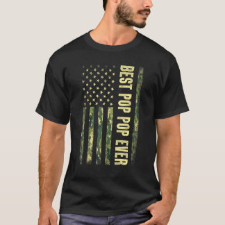 T-shirt Hommes Meilleure Pop Pop Jamais Drapeau Usa Camouf