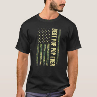 T-shirt Hommes Meilleure Pop Pop Jamais Drapeau Usa Camouf