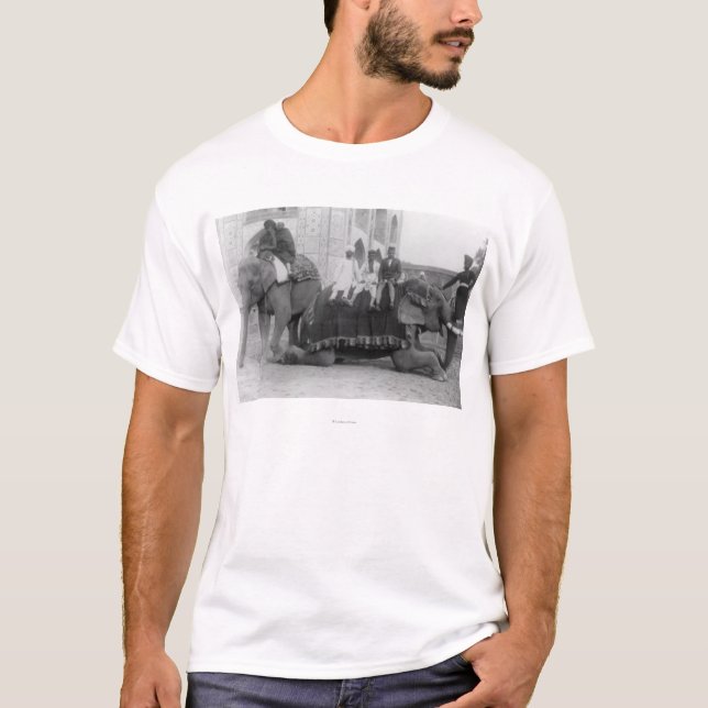 T-shirt Hommes montant des éléphants en Inde (Devant)