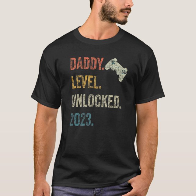 T-shirt Hommes Niveau Papa Déverrouillé 2023 Gamer Grosses (Devant)