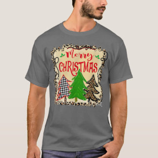 T-shirt Hommes Noël Arbres Leopard Femmes Joyeux Noël