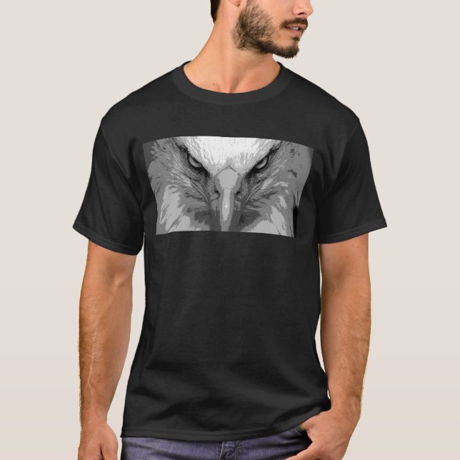 T-shirt Hommes Noir Tee - shirt Animal Aigle Visage Modèle (Devant)
