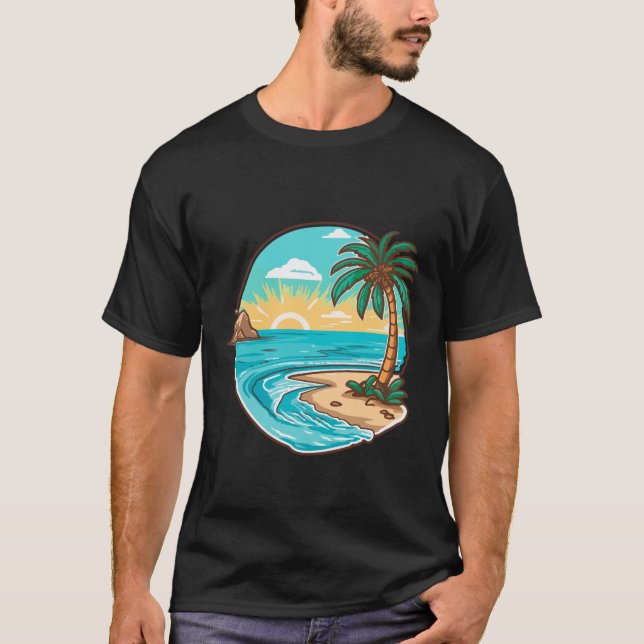 T-shirt Hommes noirs de plage (Devant)