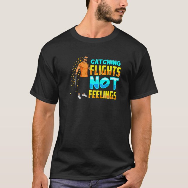 T-shirt Hommes noirs Vols Pas Sentiments Drôle Vacance (Devant)
