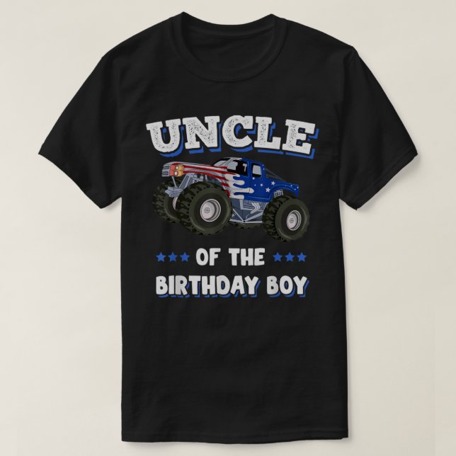 T-shirt Hommes Oncle De L'Anniversaire Pères Garçon Monste (Design devant)