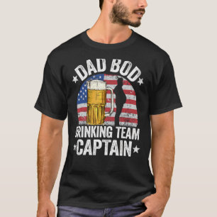 T-shirt Hommes Papa Bod Équipe Boire Capitaine American Fl