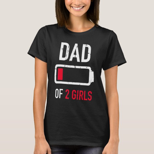 T-shirt Hommes Papa De 2 Deux Filles Batterie basse pour p (Devant)
