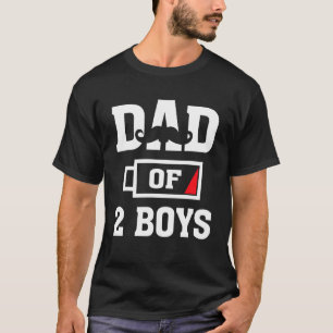 T-shirt Hommes Papa De 2 Garçons Batterie Faible Hommes Fê