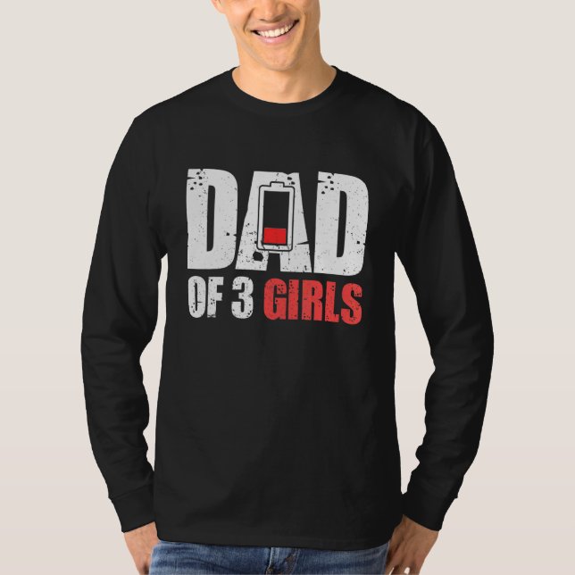 T-shirt Hommes Papa De 3 Filles - Père Avec Trois Filles (Devant)