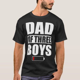T-shirt Hommes Papa De 3 Garçons Trois Fils Fête Des