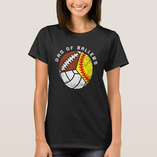 T-shirt Hommes Papa De Ballon Softball Volleyball Football (Devant)