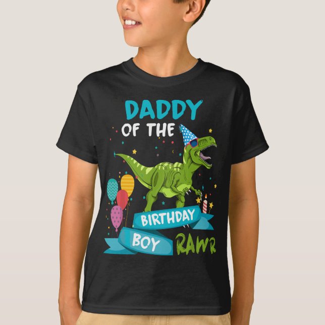 T-shirt Hommes papa de l'anniversaire garçon RAWR T-Rex Di (Devant)