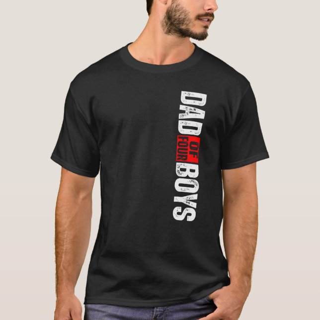 T-shirt Hommes Papa De Quatre Garçons (Devant)