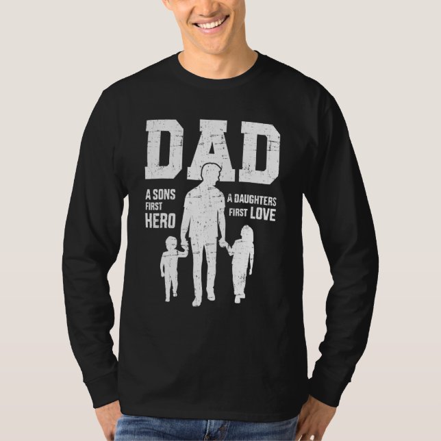 T-shirt Hommes Papa Fils Premier Héros Fille Amour Pour Pè (Devant)