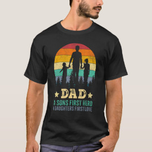 T-shirt Hommes Papa Fils Premier Héros Fille Amour Pour Pè