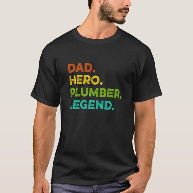 T-shirt Hommes Papa Hero Plumber Légende Chauffage mécaniq (Devant)