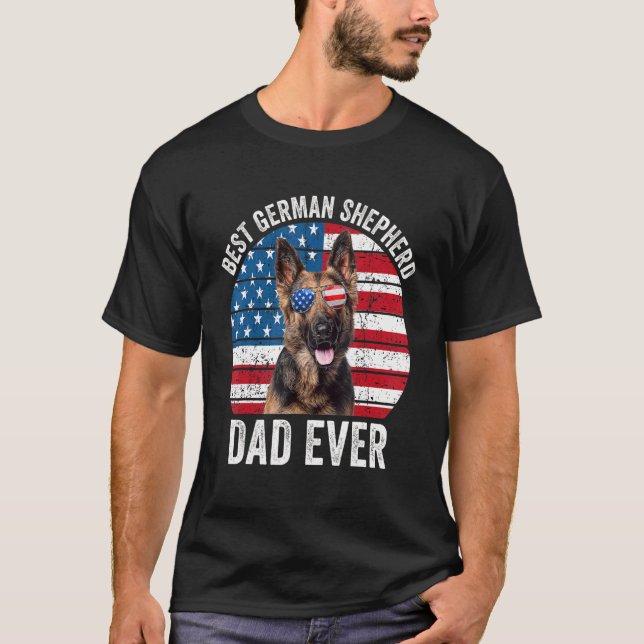 T-shirt Hommes Patriotique Allemand Berger Papa Drapeau Am (Devant)