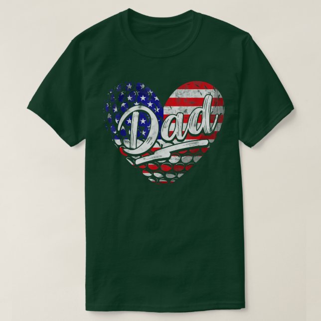 T-shirt Hommes Patriotique Américain Drapeau Coeur Golf Pa (Design devant)