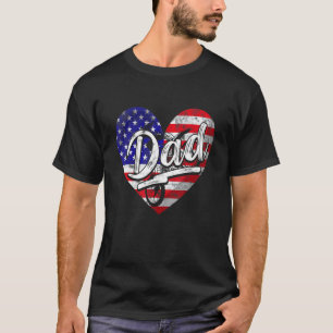 T-shirt Hommes Patriotique Américain Drapeau Coeur Motocro