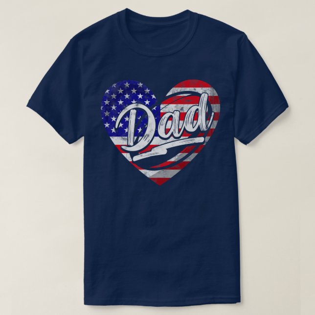 T-shirt Hommes Patriotique Américain Drapeau Coeur Rugby P (Design devant)