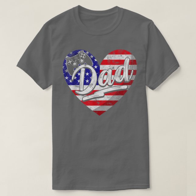 T-shirt Hommes Patriotique American Flag Heart jeu vidéo  (Design devant)