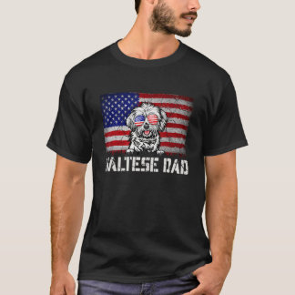 T-shirt Hommes Patriotique Maltais Papa Américain Drapeau