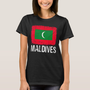 T-shirt Hommes patriotiques rétros Drapeau des Maldives en