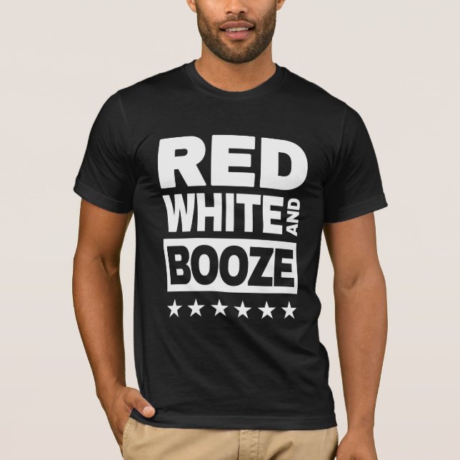 T-shirt Hommes patriotiques rouges, blancs et booze (Devant)