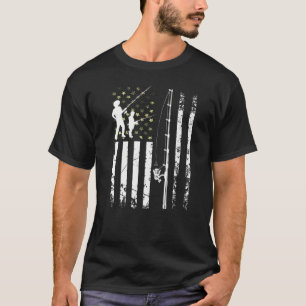 T-shirt Hommes Pêche Cool Usa Camouflage Us Drapeau Basse