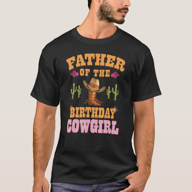 T-shirt Hommes Père De L'Anniversaire Cowgirl Western Thèm (Devant)