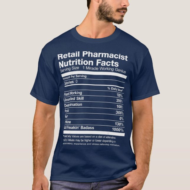 T-shirt Hommes Pharmaciste de détail La valeur nutritive D (Devant)