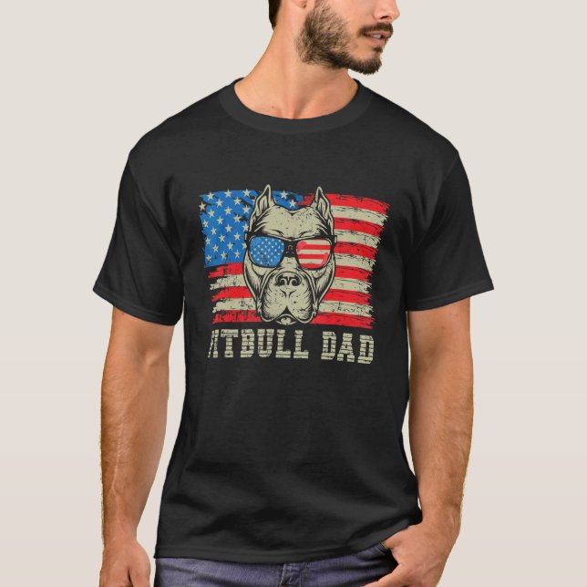T-shirt Hommes Pitbull Papa américain Pit Bull Dog Us Drap (Devant)