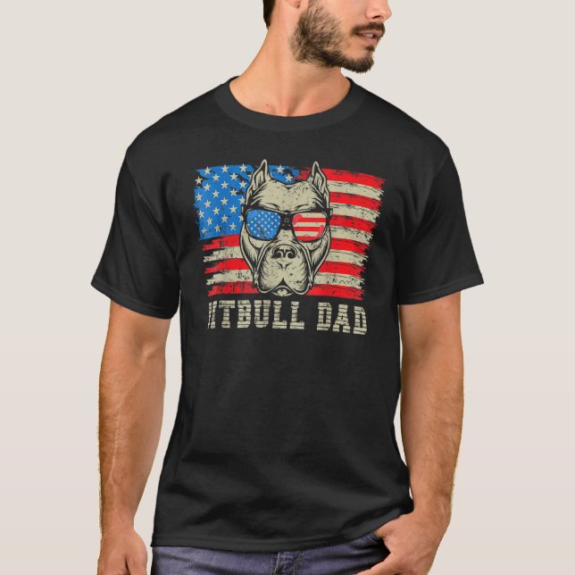 T-shirt Hommes Pitbull Papa américain Pit Bull Dog Us Drap (Devant)