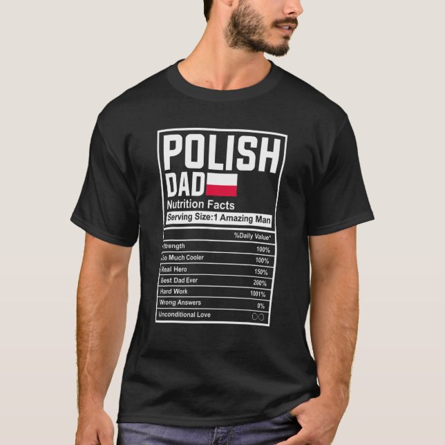 T-shirt Hommes Polonais Papa Nutrition Facts Fête des père (Devant)