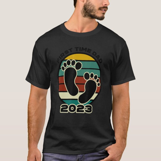 T-shirt Hommes Première Fois Papa 2023 Promu À Papa 2023 2 (Devant)