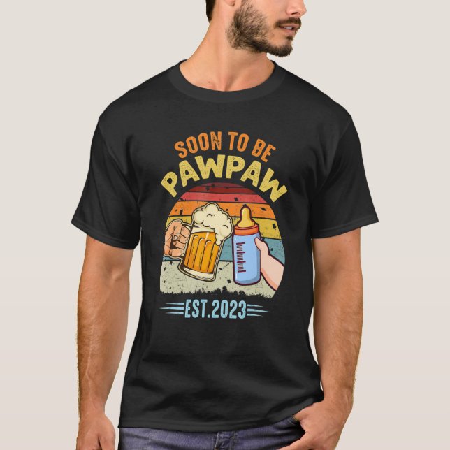 T-shirt Hommes promus à Pawpaw est 2023 Bientôt être Pawpa (Devant)