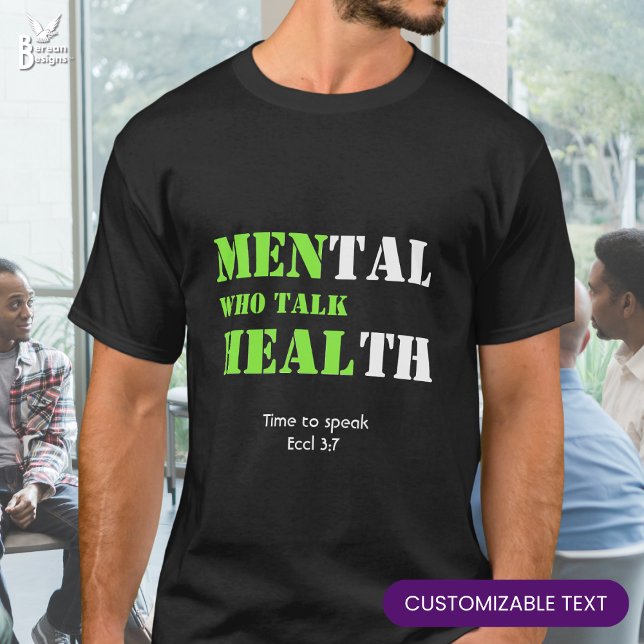 T-shirt HOMMES QUI PARLENT GUÉRIR Écritures personnalisées (MEN WHO TALK HEAL Men's Mental Health T-shirt with customizable Bible verse. Ideal supporter shirt.)
