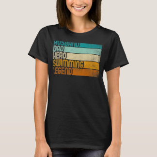 T-shirt Hommes Retro Mari Papa Héros Légende de natation