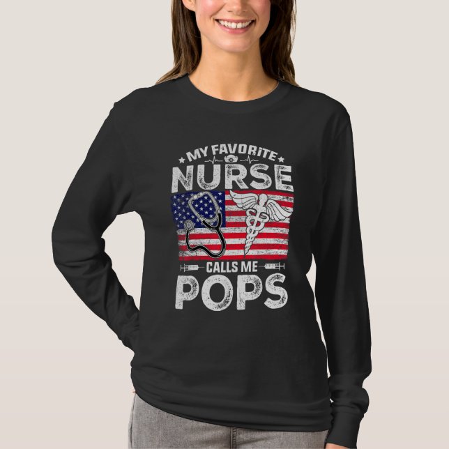 T-shirt Hommes Rétro Mon Infirmière Préférée M'Appelle Pop (Devant)