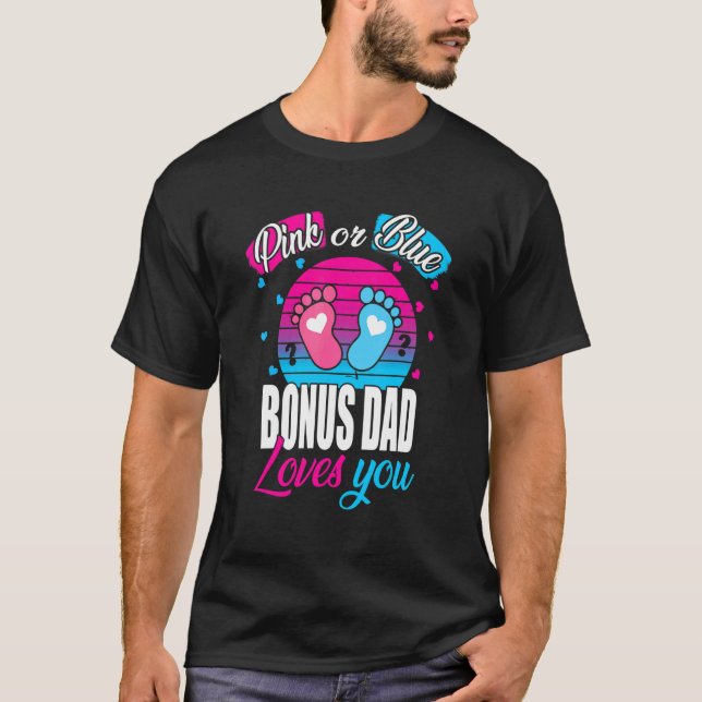 T-shirt Hommes Rose Ou Bleu Bonus Papa Vous Aime Révéler B (Devant)