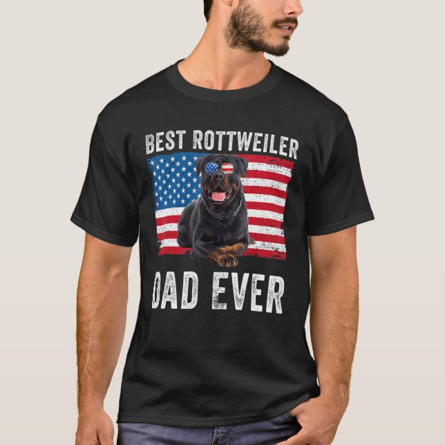 T-shirt Hommes Rottweiler Papa Américain Drapeau Drapeau P (Devant)