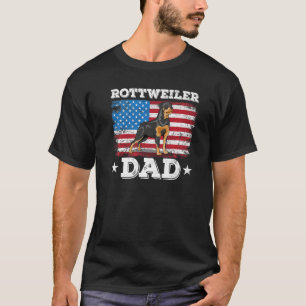 T-shirt Hommes Rottweiler Papa Drapeau Américain Rottie po