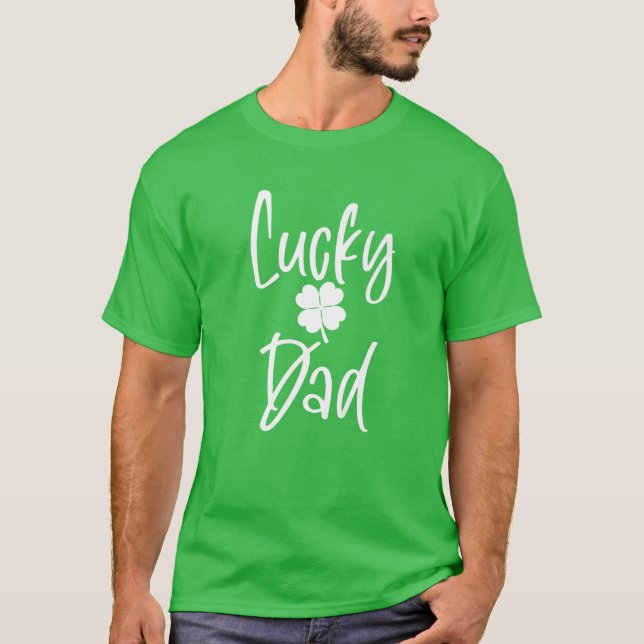 T-shirt Hommes Saint Patrick's Day Shamrock Lucky Papa Pèr (Devant)
