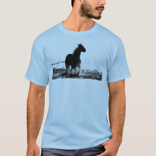 T-shirt Hommes T Chemises Courir Cheval Pop Art Bleu clair